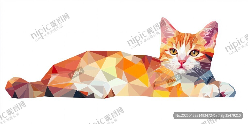 几何风躺卧多彩猫咪