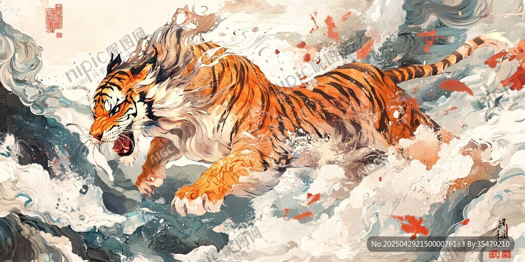 猛虎踏浪图