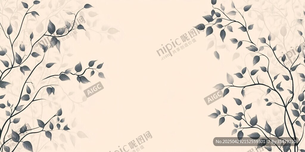 简约枝叶背景图