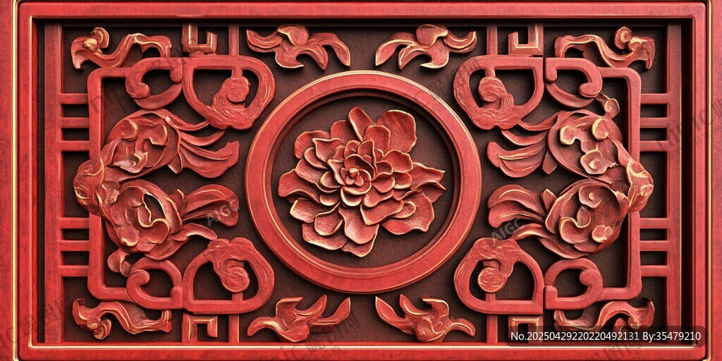 中式红雕花饰 典雅工艺美