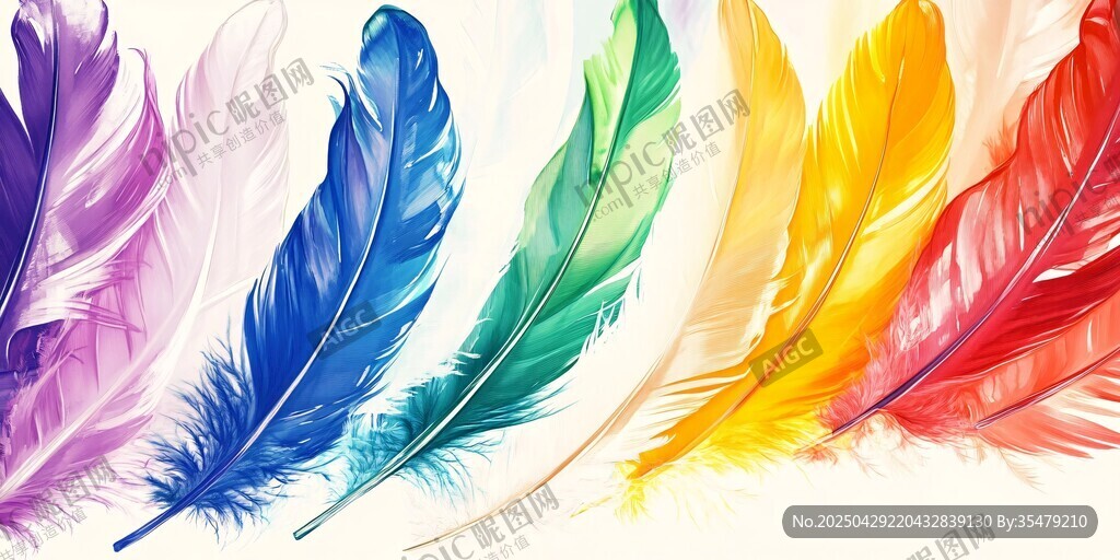 五彩斑斓羽毛艺术插画