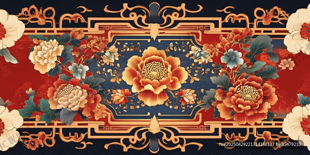 中式传统花卉纹饰图案
