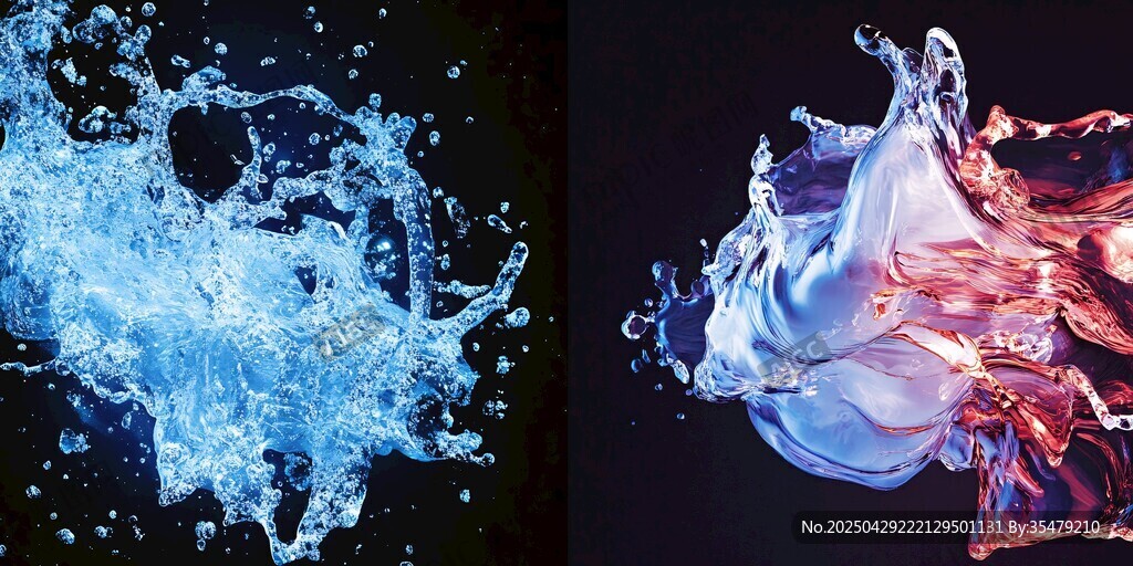 水花艺术 蓝粉动感瞬间