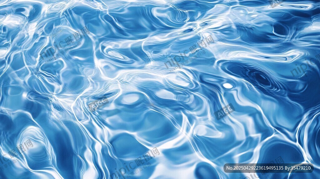蓝色水波纹理背景图