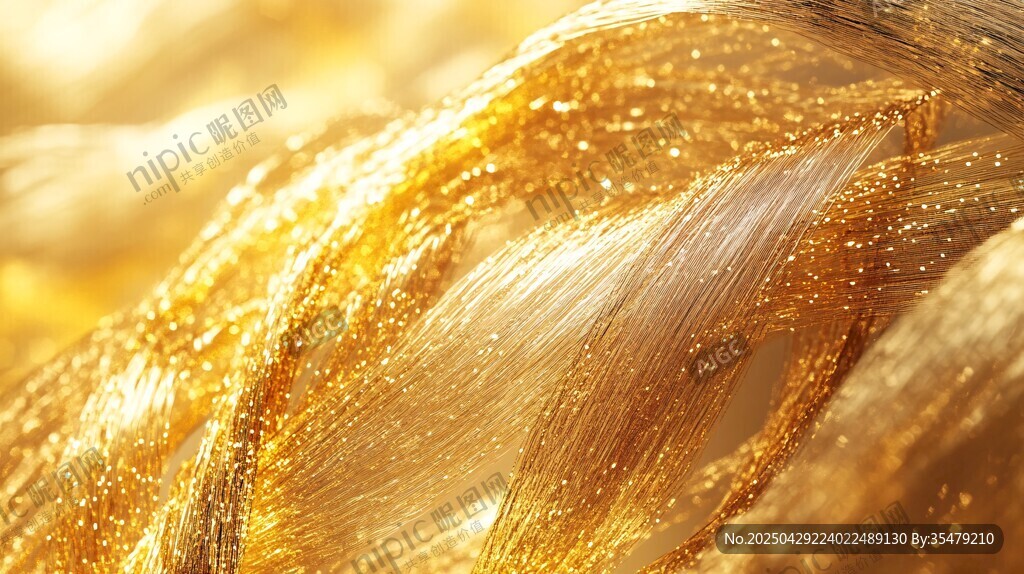 闪耀金色发丝特写