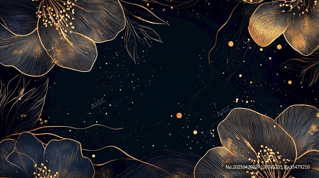 黑金花卉星空背景图