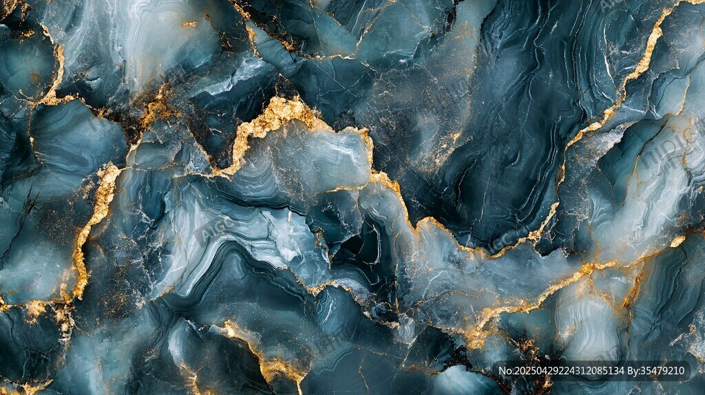 蓝金大理石纹理艺术背景
