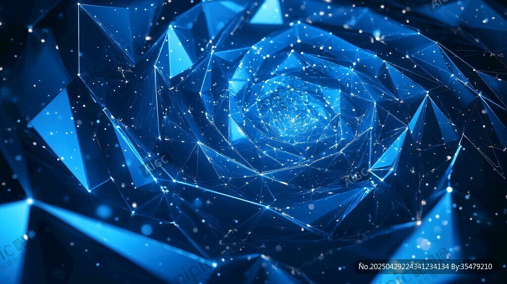 蓝色几何星空螺旋背景图