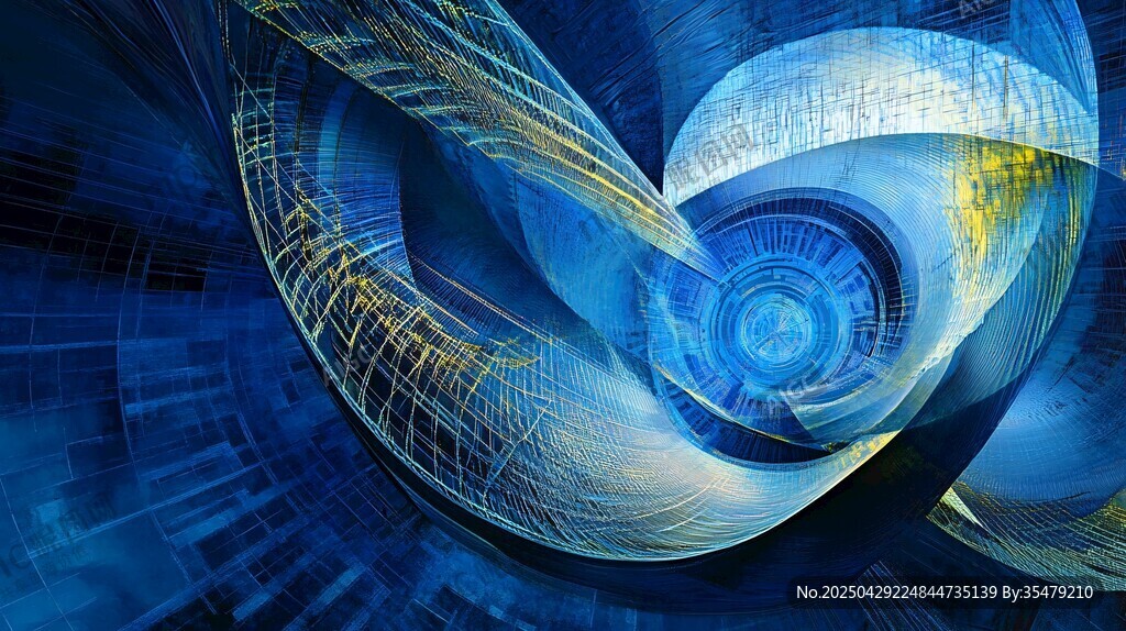 梦幻蓝色科技抽象艺术图景