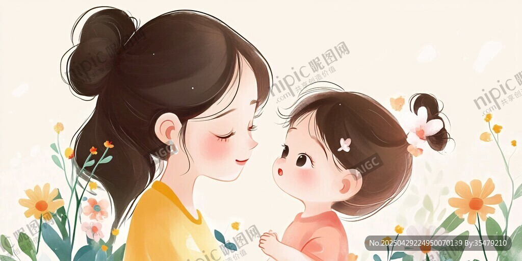 母亲与女儿的温馨瞬间