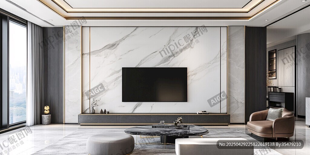 现代简约风客厅电视背景墙