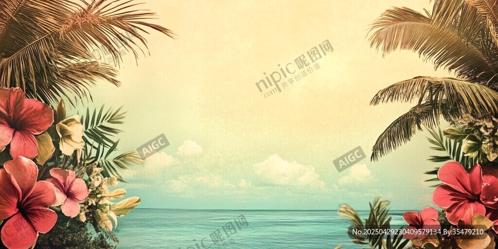 热带海滨花卉美景