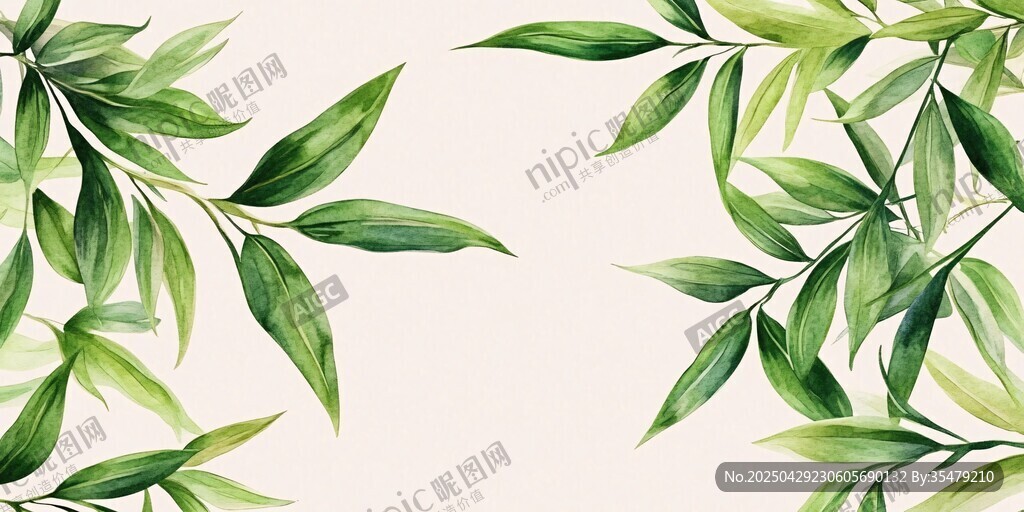 清新绿叶边框装饰图案