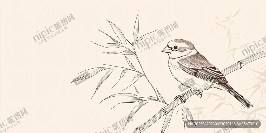 竹枝上的小鸟