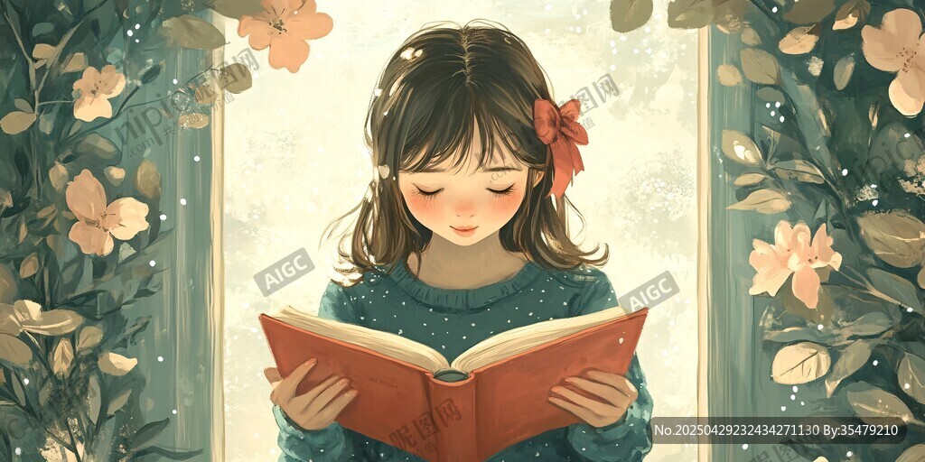 女孩沉浸书香美好瞬间