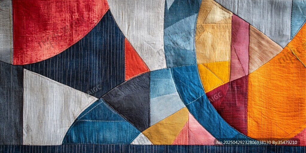 多彩几何拼接艺术织物