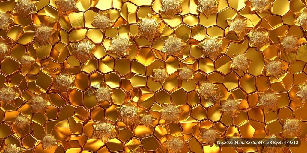 金色蜂窝纹理背景图案