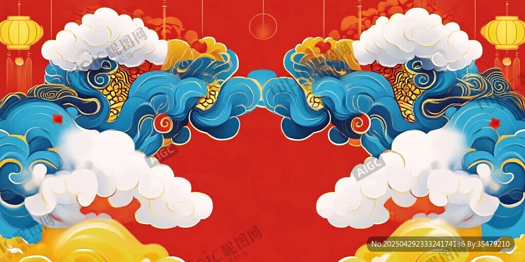 中式云纹贺图 喜庆氛围浓