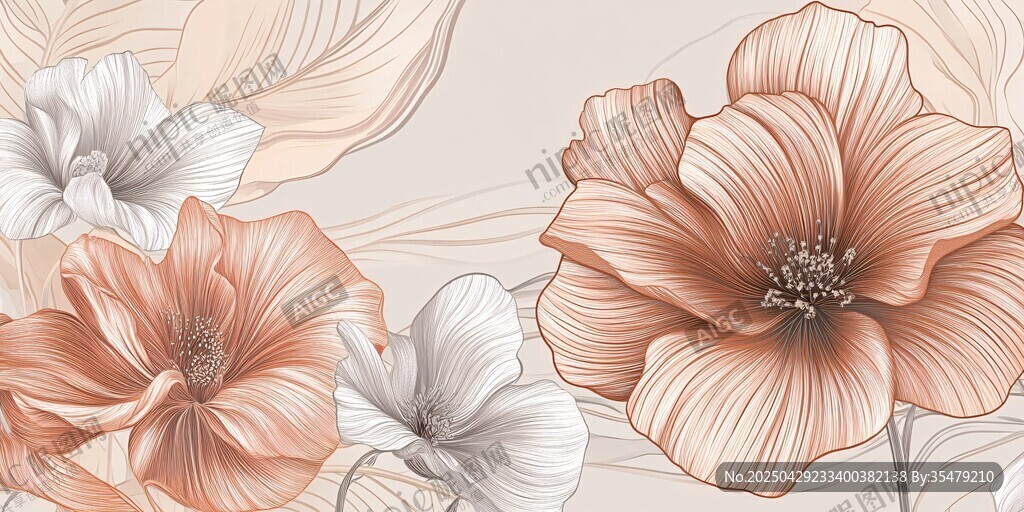 淡雅花卉图案背景插画