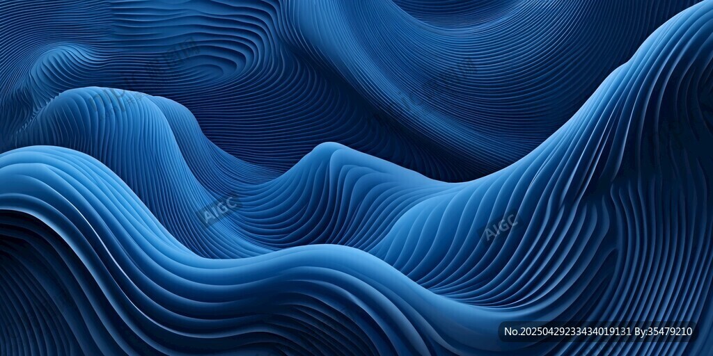 蓝色动感波浪纹理背景图