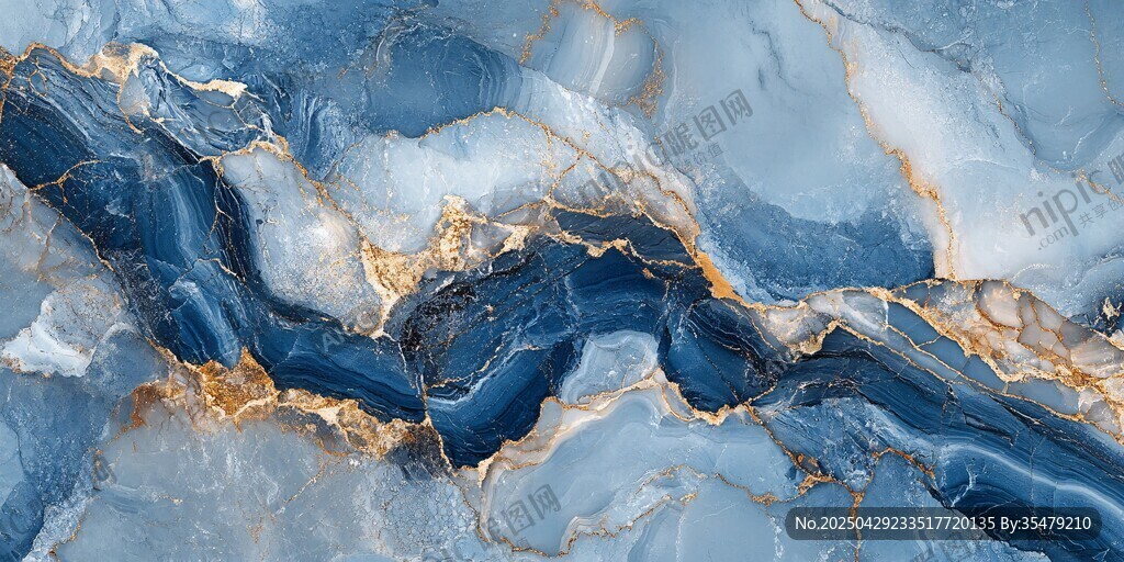 蓝金大理石纹理图案