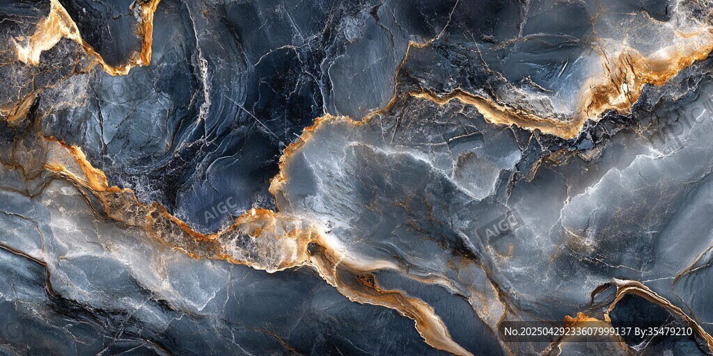 蓝金大理石纹理背景图