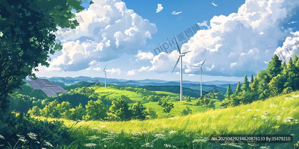 田园风车美景