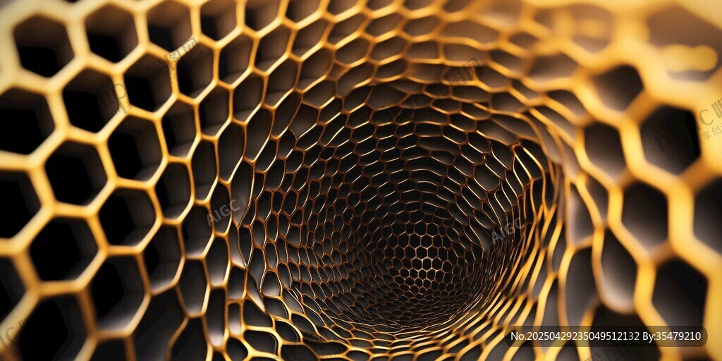 金色蜂巢状立体空间隧道