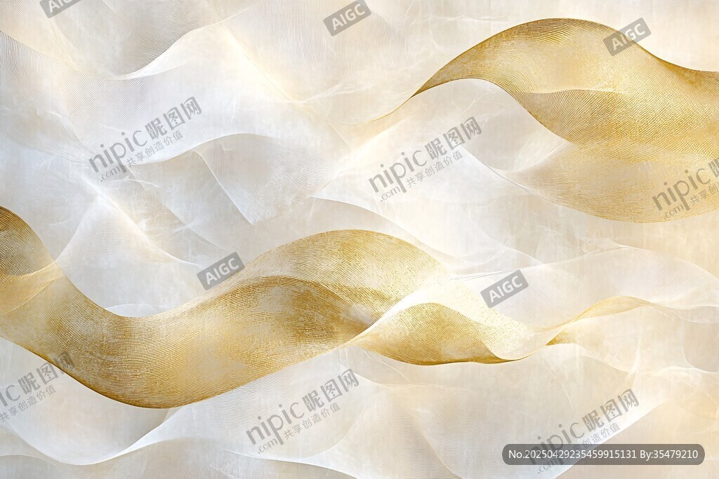 金色波浪纹理艺术背景图