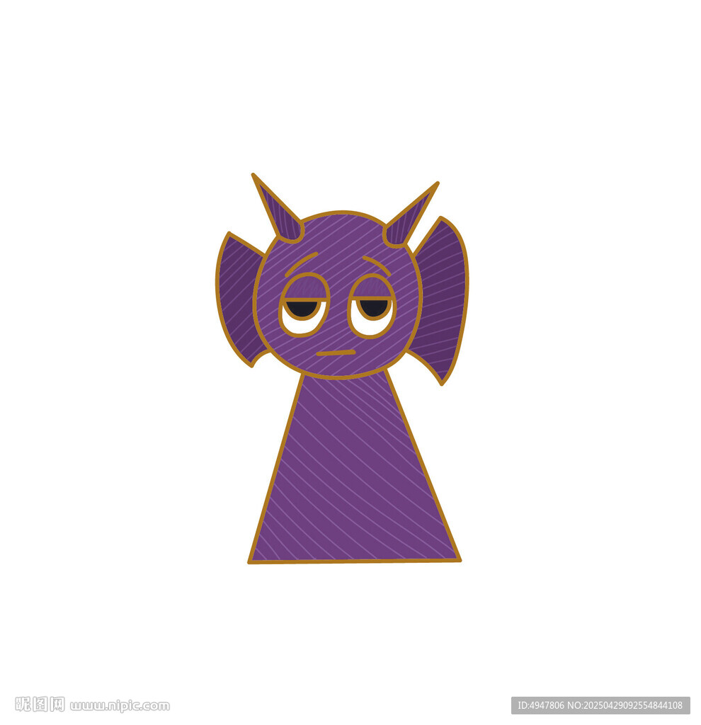紫色小恶魔卡通形象 矢量图
