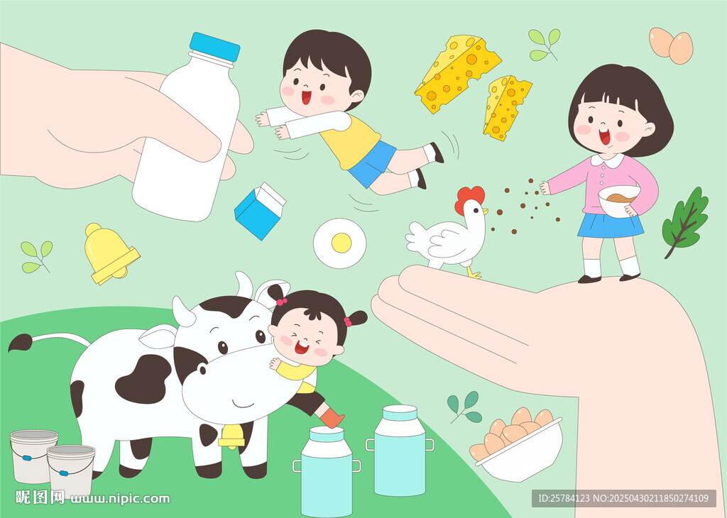 暑假夏季户外农场玩耍喝牛奶饼干