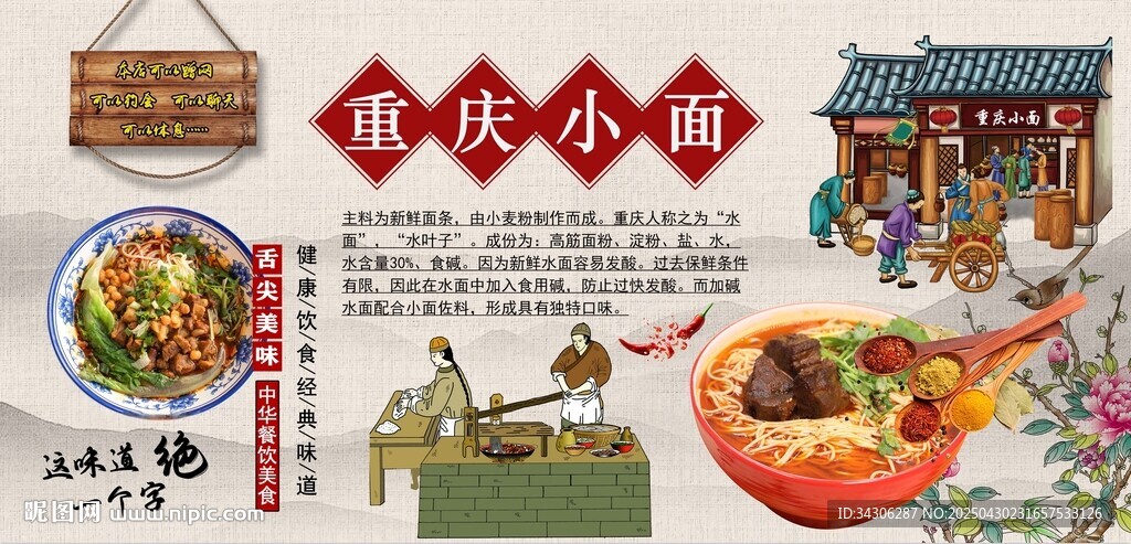 重庆小面背景墙