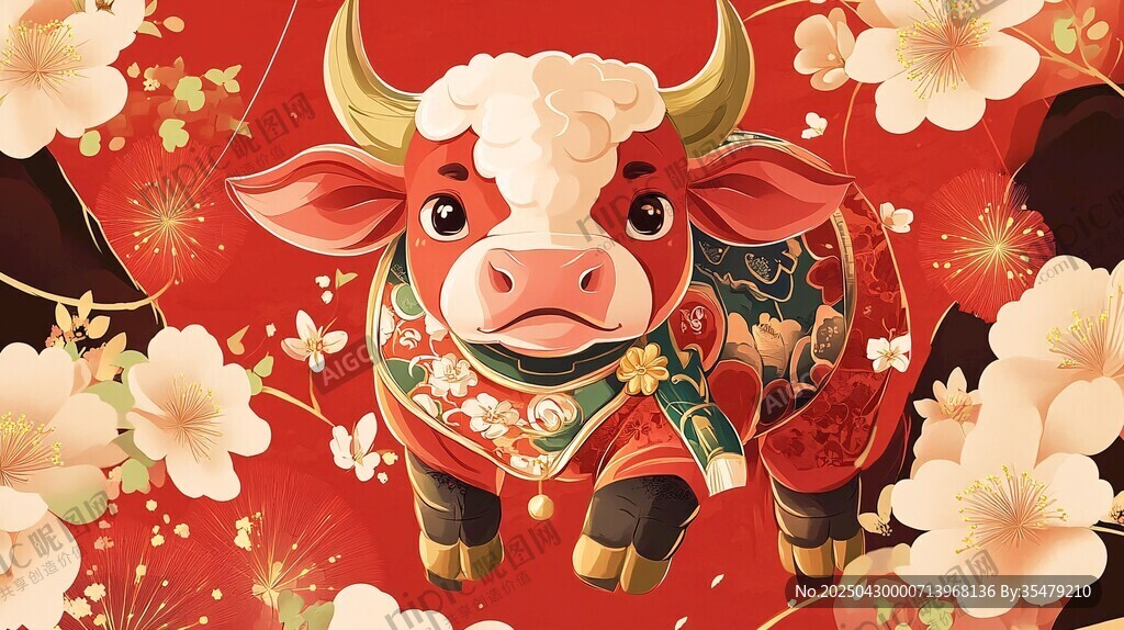 喜庆牛年插画 新春氛围浓
