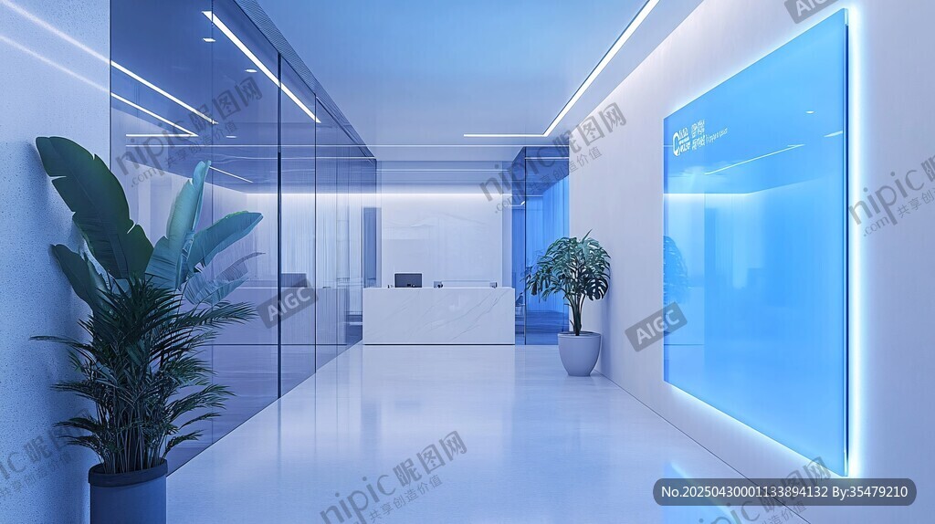 现代科技风明亮办公走廊