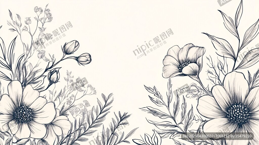 花卉手绘边框图案设计