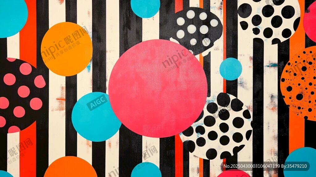 多彩波点条纹艺术背景图