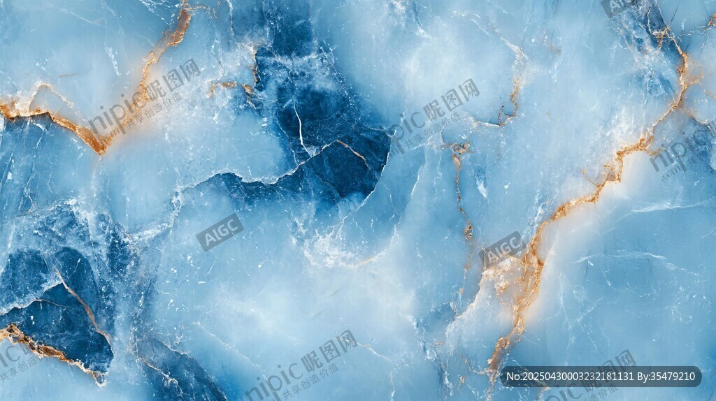 蓝金大理石纹理背景图