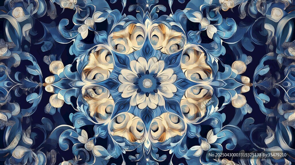 蓝色精美花纹图案设计