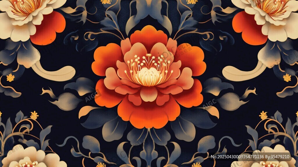 中式繁花锦簇花卉图案