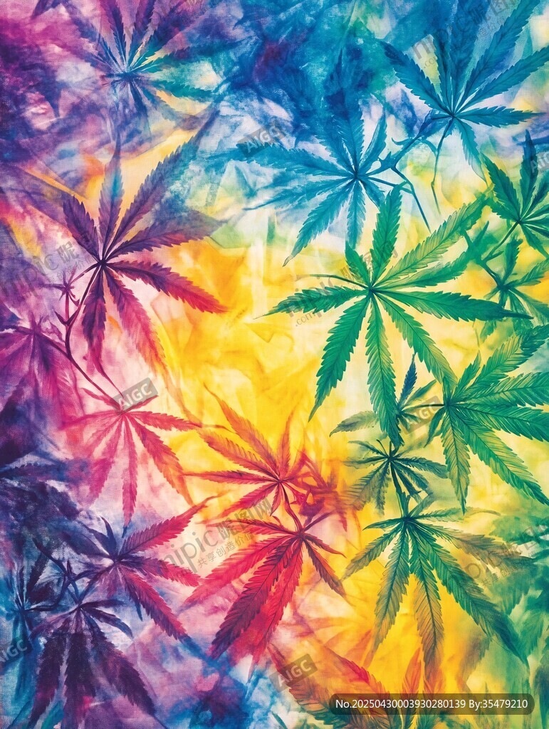 五彩斑斓的大麻叶图案