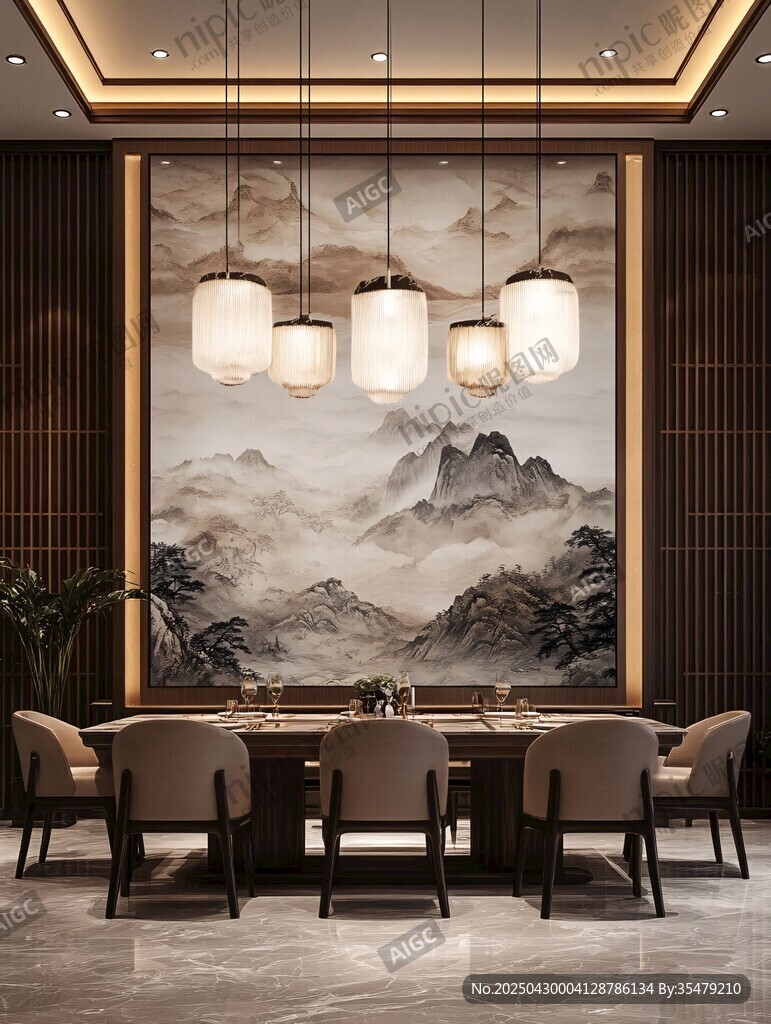 中式雅致餐厅室内设计图景