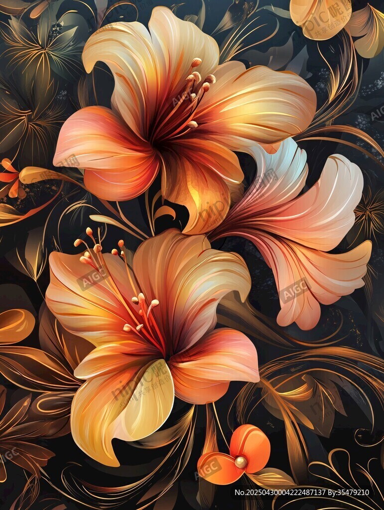 绚丽花卉图案 复古艺术风