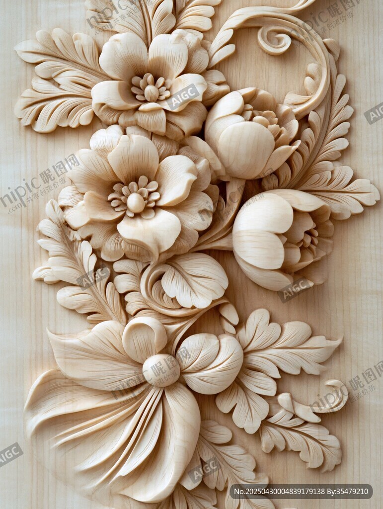 木雕花卉精美艺术作品