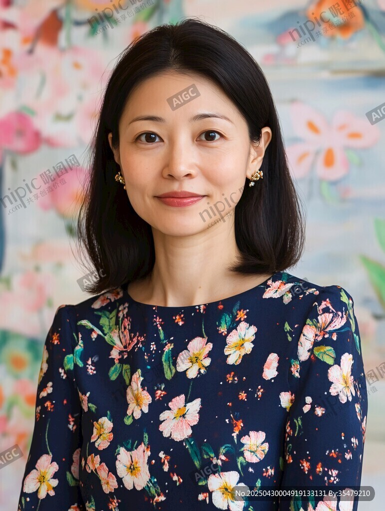 身着碎花衣的优雅女士