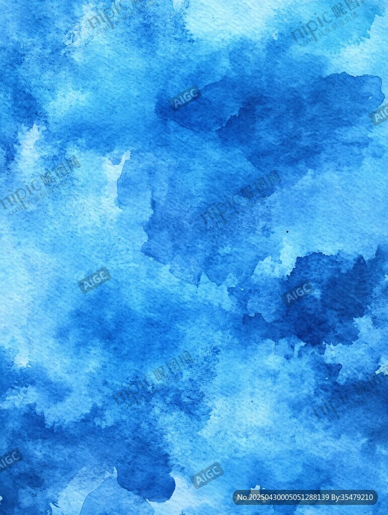 蓝色水彩晕染纹理背景图