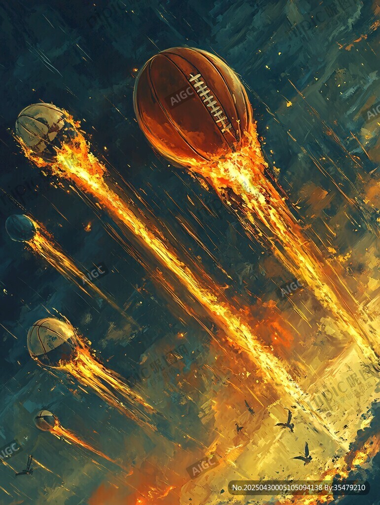 火焰足球升空奇幻场景