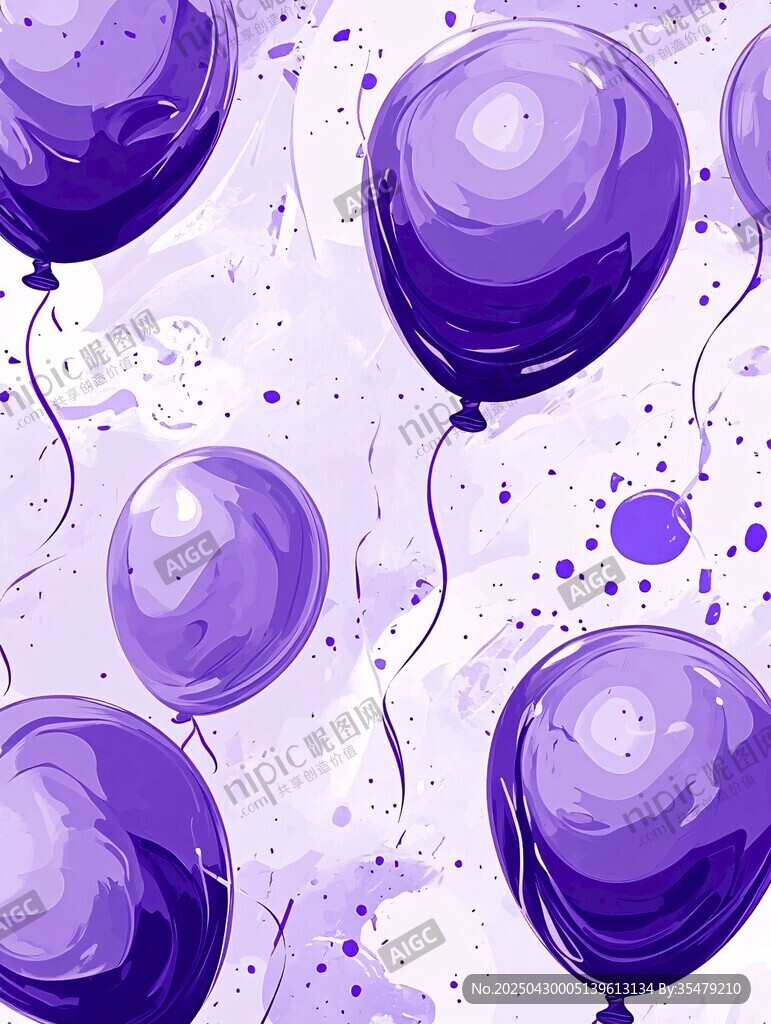 紫色气球水彩风背景图