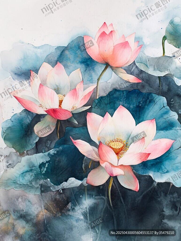 水墨荷花图