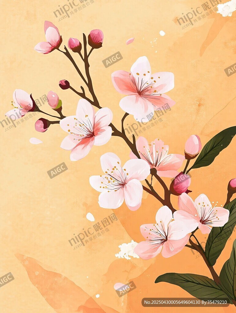 春日粉嫩桃花枝