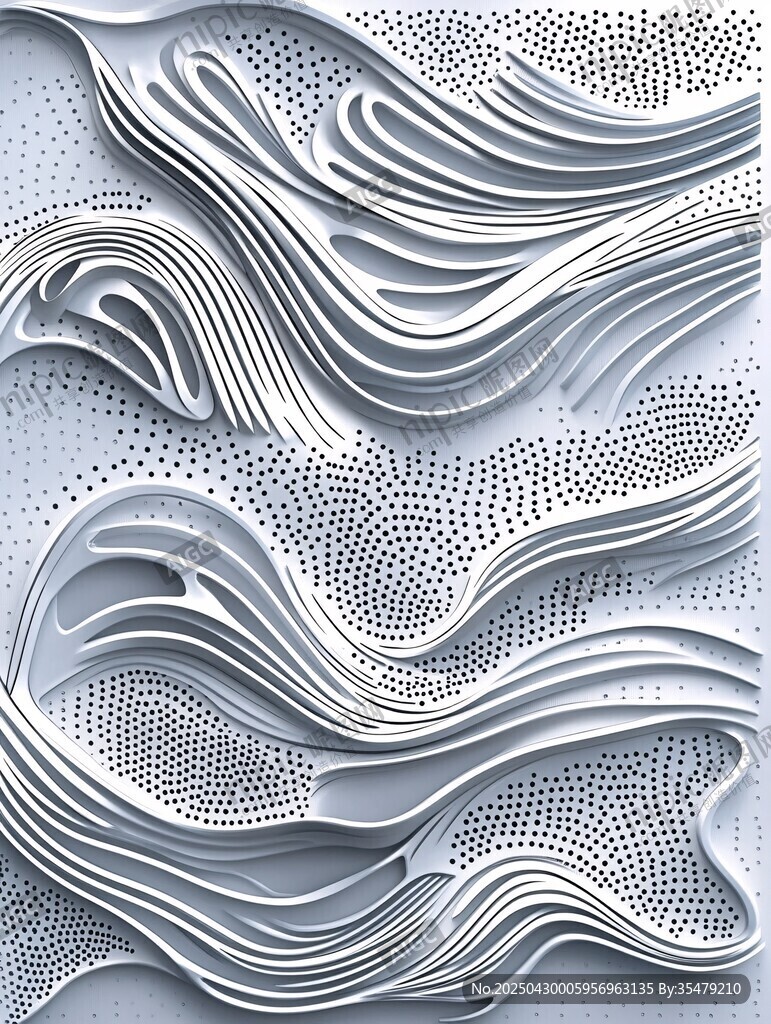 立体波浪穿孔纹理背景图